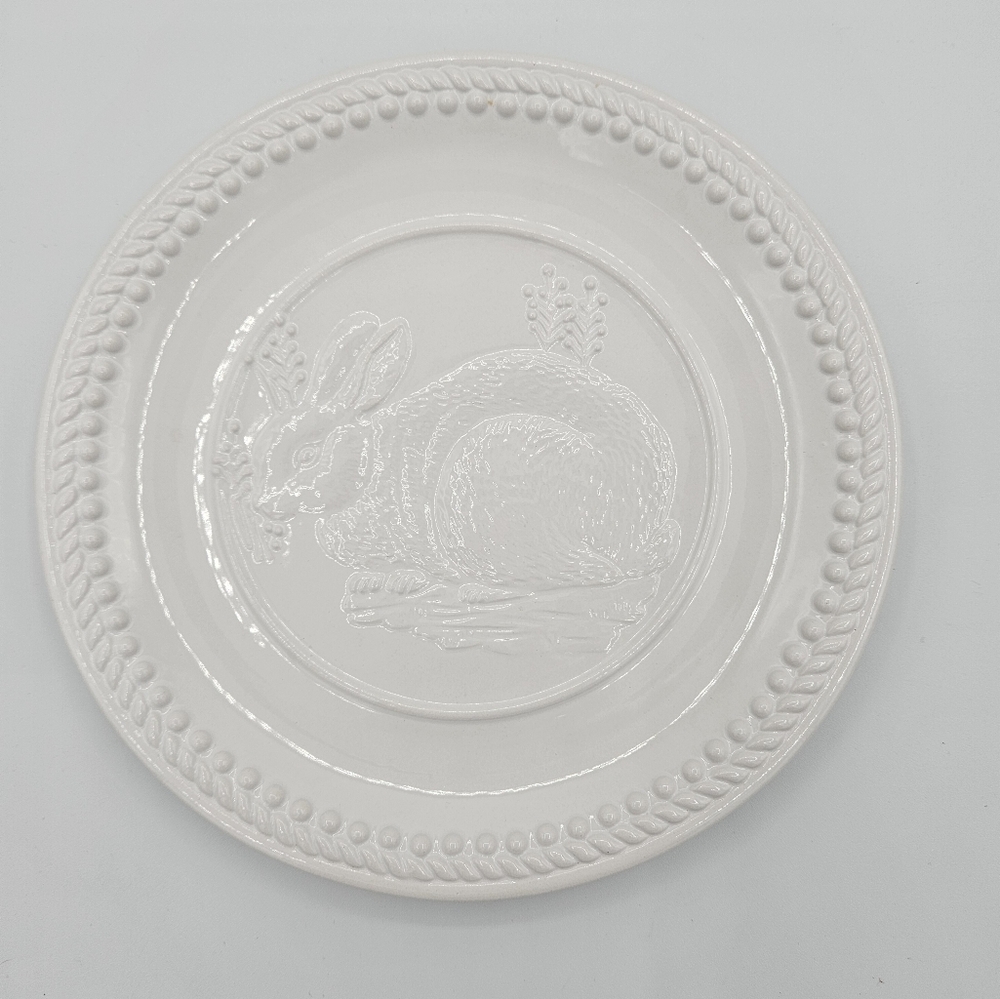Bunny Rabbit Easter Salad Plate by Arlington Designs Embossed dot rope